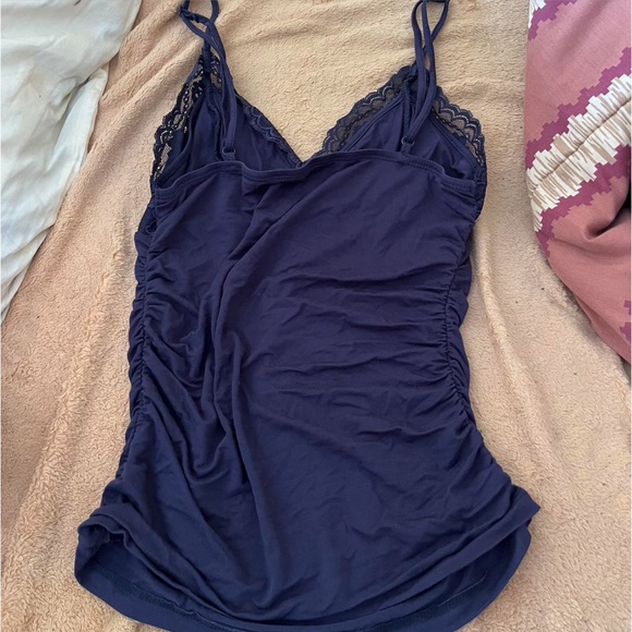 lace ruched cami tank top navy blue - Picture 4 of 6